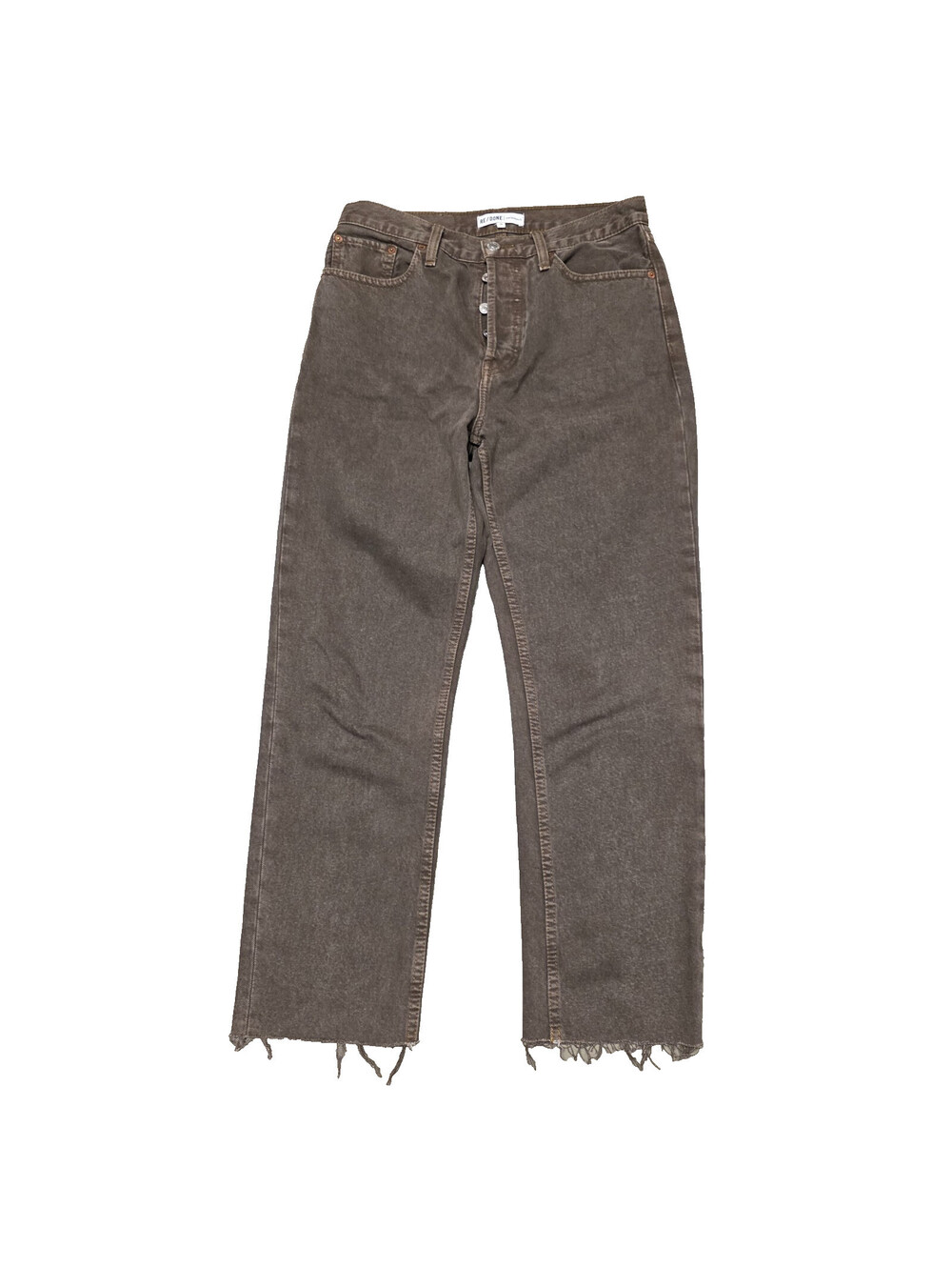 REDONE 70s High Rise Stove Pipe Straight-Leg Jeans 28x27 Brown Re-done